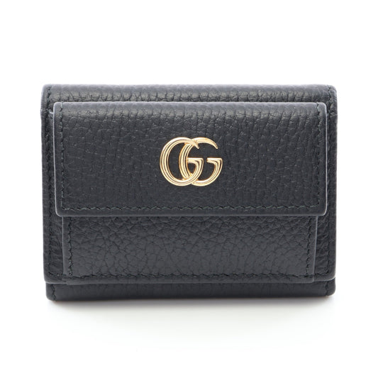 プチ マーモント 三つ折り財布 レザー ブラック グッチ 財布・小物 GUCCI