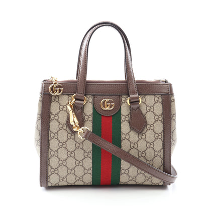 オフィディア GGスプリーム スモール 2WAY ハンドバッグ トートバッグ PVC レザー ベージュ ブラウン マルチカラー グッチ バッグ GUCCI