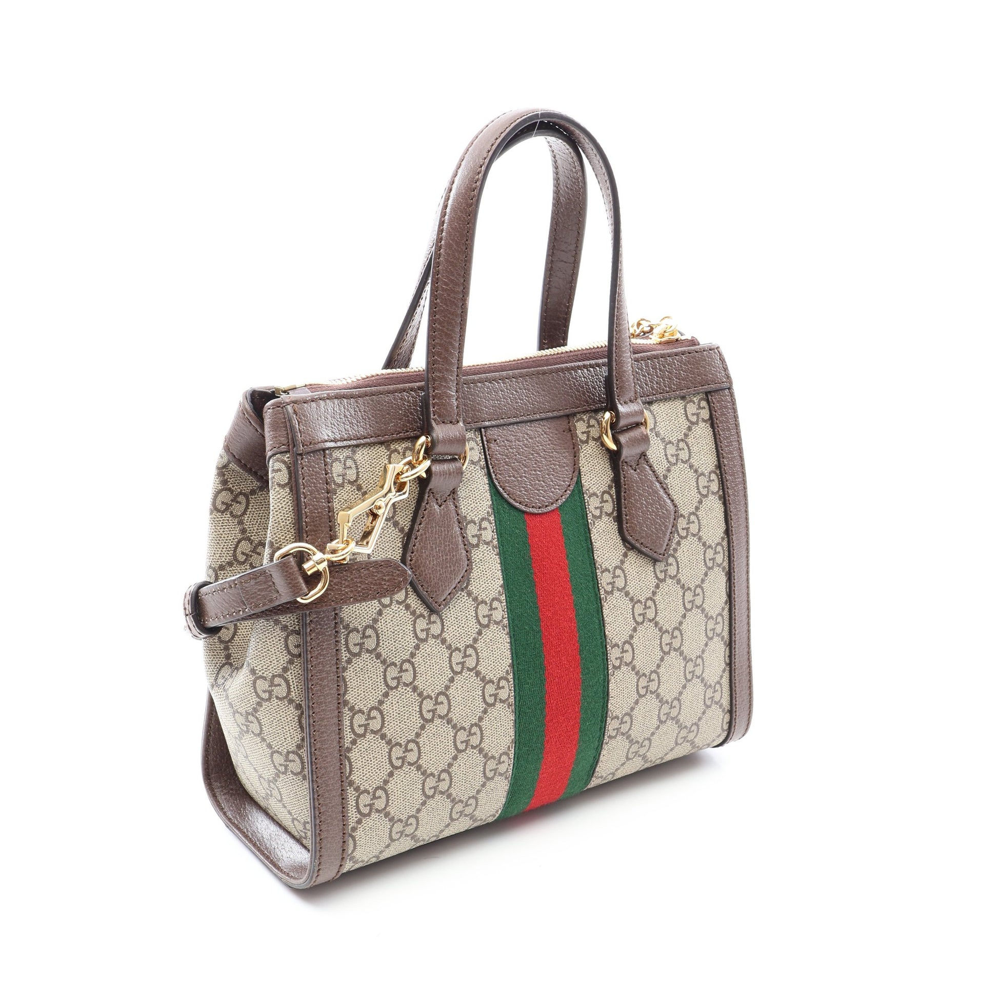 オフィディア GGスプリーム スモール 2WAY ハンドバッグ トートバッグ PVC レザー ベージュ ブラウン マルチカラー グッチ バッグ GUCCI