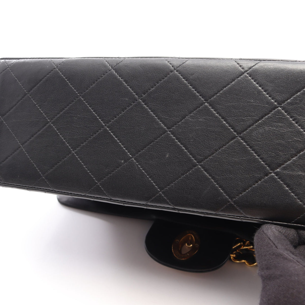デカマトラッセ34 シングルフラップ Wチェーンショルダーバッグ ラムスキン ブラック ゴールド金具 シャネル バッグ CHANEL