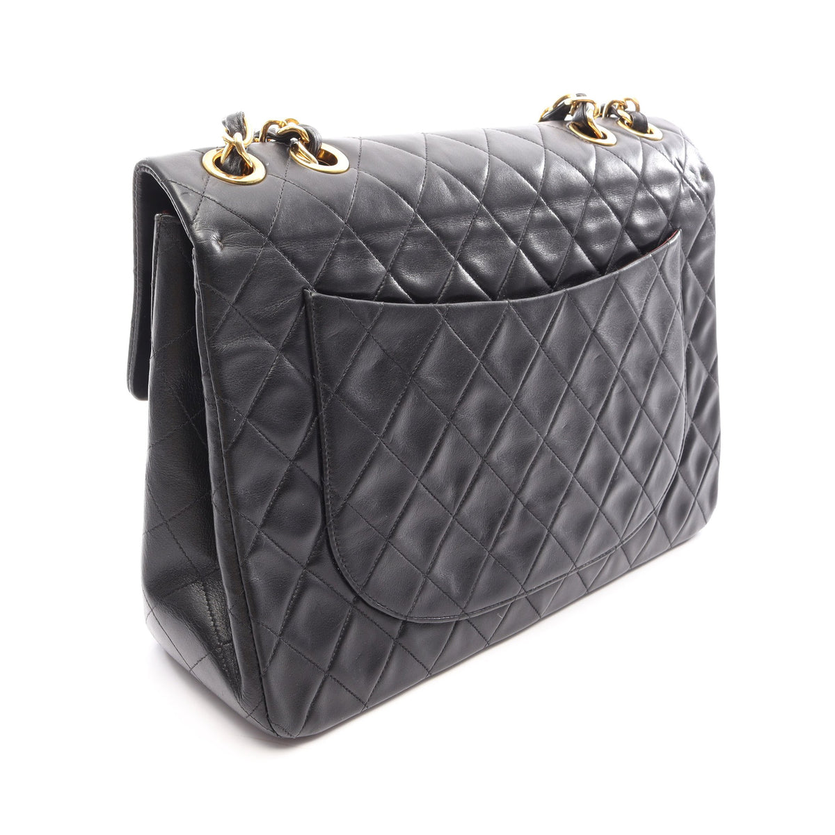 デカマトラッセ34 シングルフラップ Wチェーンショルダーバッグ ラムスキン ブラック ゴールド金具 シャネル バッグ CHANEL
