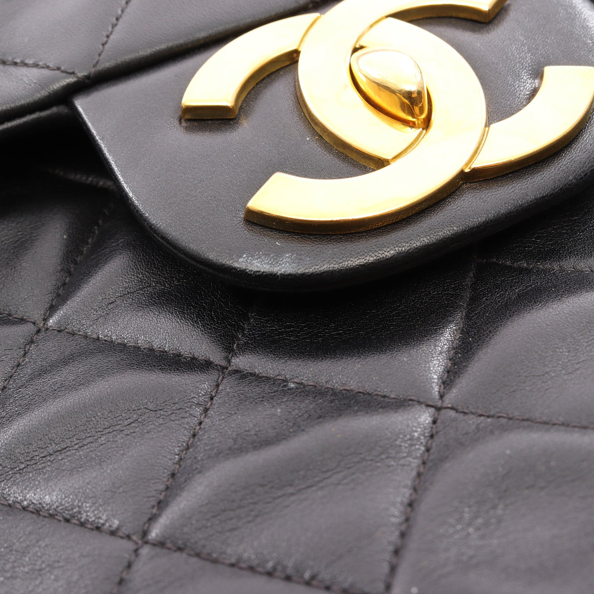 デカマトラッセ34 シングルフラップ Wチェーンショルダーバッグ ラムスキン ブラック ゴールド金具 シャネル バッグ CHANEL