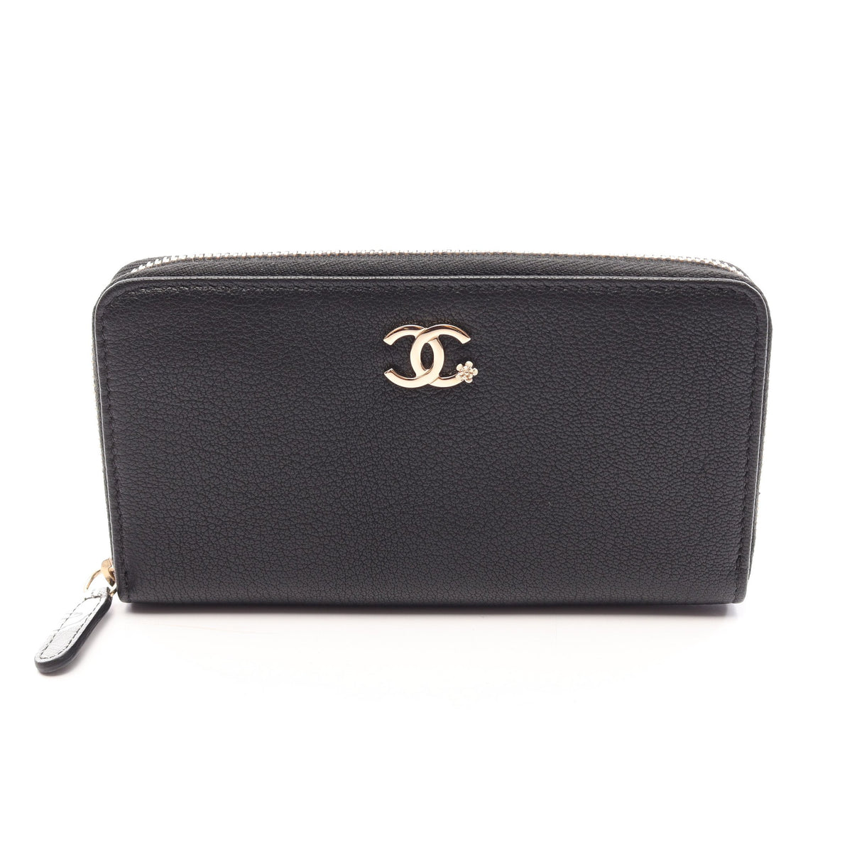 ココマーク ラウンドファスナー財布 レザー ブラック ゴールド金具 シャネル 財布・小物 CHANEL