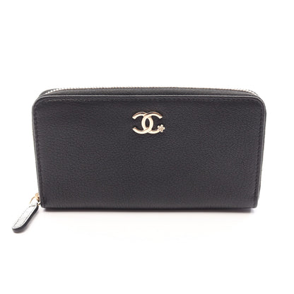 ココマーク ラウンドファスナー財布 レザー ブラック ゴールド金具 シャネル 財布・小物 CHANEL