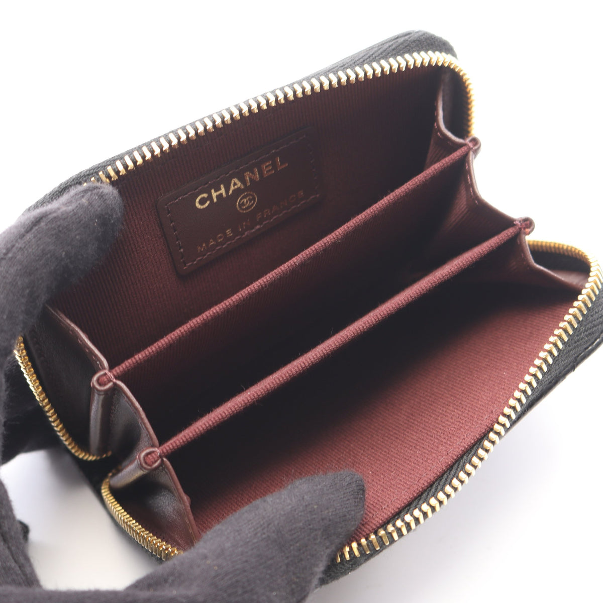 クラシック ジップ コインパース マトラッセ コインケース キャビアスキン ブラック ゴールド金具 シャネル 財布・小物 CHANEL