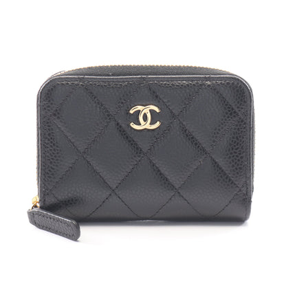クラシック ジップ コインパース マトラッセ コインケース キャビアスキン ブラック ゴールド金具 シャネル 財布・小物 CHANEL