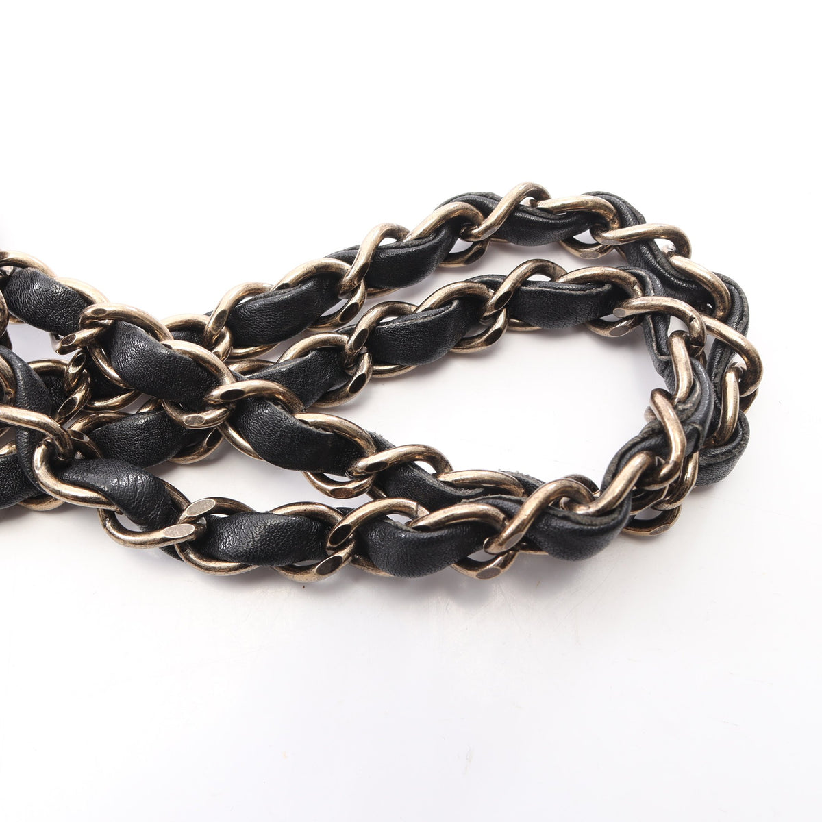 ワイルドステッチ Wチェーンショルダーバッグ ラムスキン ブラック ゴールド金具 シャネル バッグ CHANEL