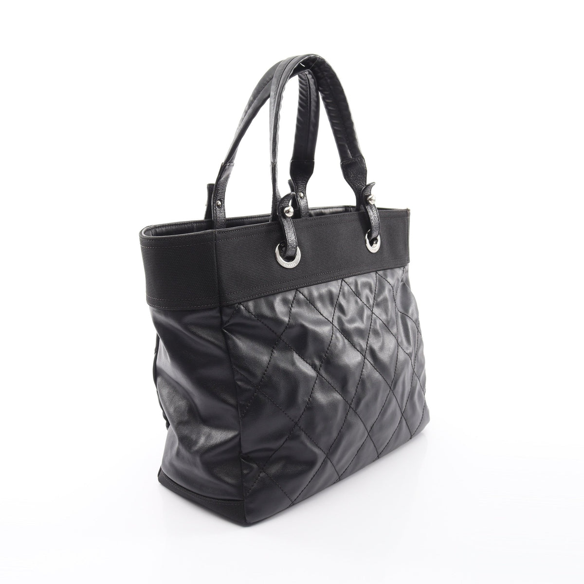 パリビアリッツMM ハンドバッグ トートバッグ コーティングキャンバス レザー ブラック シルバー金具 シャネル バッグ CHANEL