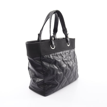 パリビアリッツMM ハンドバッグ トートバッグ コーティングキャンバス レザー ブラック シルバー金具 シャネル バッグ CHANEL