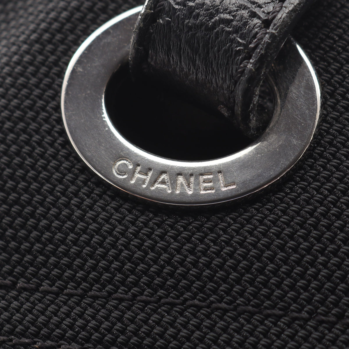 パリビアリッツMM ハンドバッグ トートバッグ コーティングキャンバス レザー ブラック シルバー金具 シャネル バッグ CHANEL