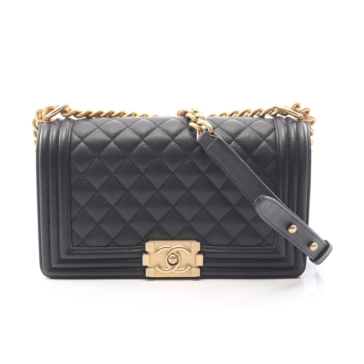 ボーイシャネル チェーンショルダーバッグ キャビアスキン ブラック ゴールド金具 シャネル バッグ CHANEL