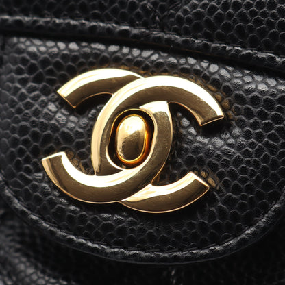 マトラッセ Wフラップ Wチェーンショルダーバッグ キャビアスキン ブラック ゴールド金具 シャネル バッグ CHANEL