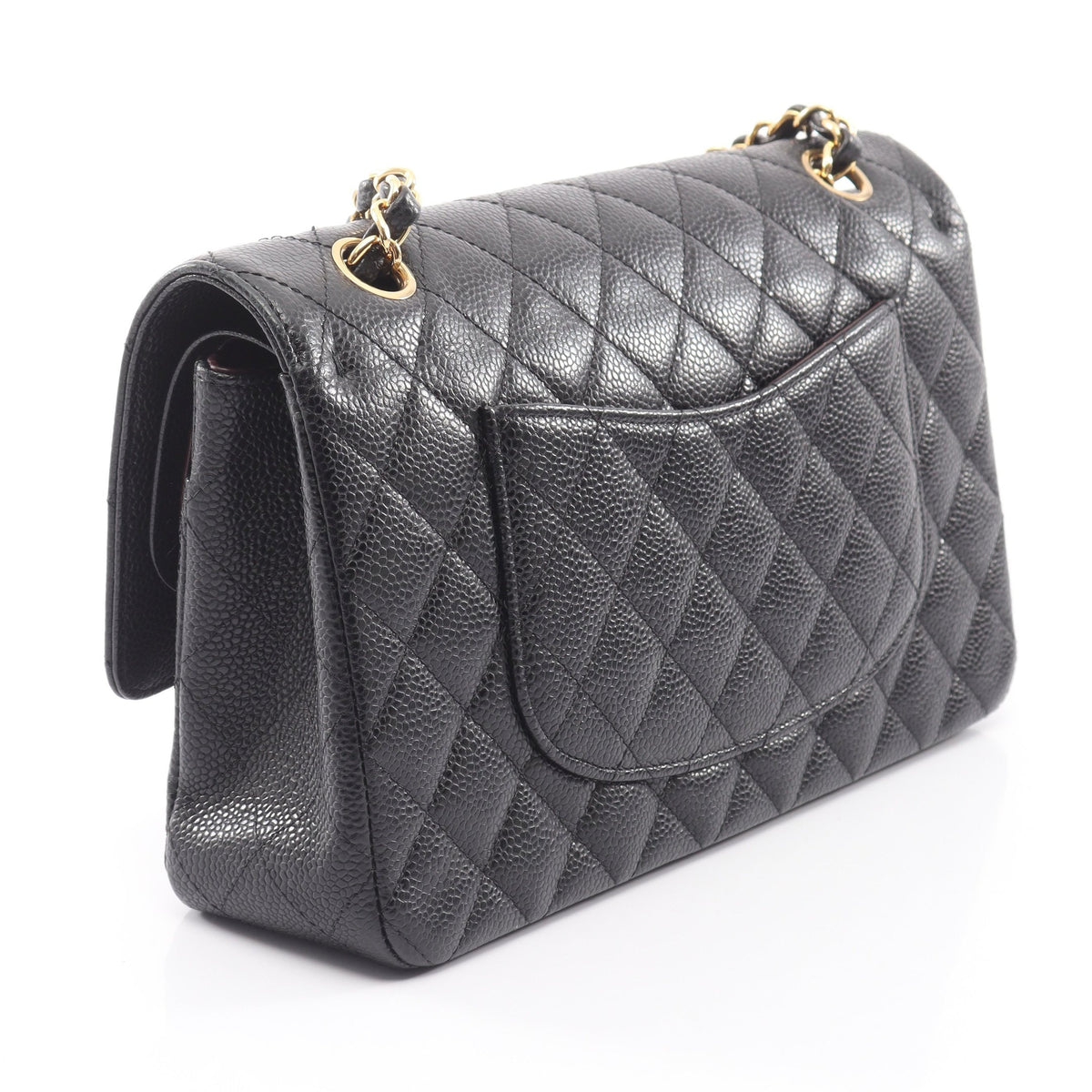 マトラッセ Wフラップ Wチェーンショルダーバッグ キャビアスキン ブラック ゴールド金具 シャネル バッグ CHANEL