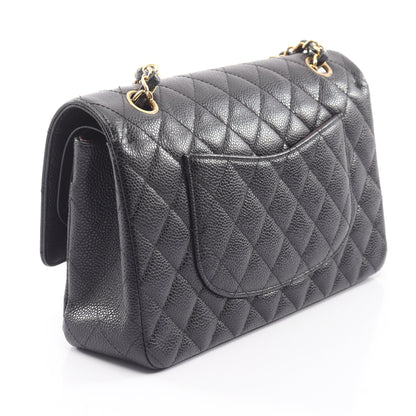 マトラッセ Wフラップ Wチェーンショルダーバッグ キャビアスキン ブラック ゴールド金具 シャネル バッグ CHANEL