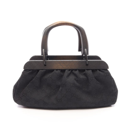 GGキャンバス ハンドバッグ キャンバス ウッド ブラック グッチ バッグ GUCCI