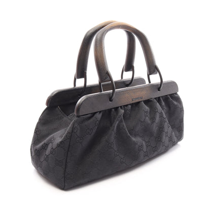 GGキャンバス ハンドバッグ キャンバス ウッド ブラック グッチ バッグ GUCCI