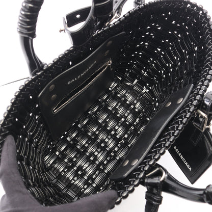 BISTRO XS ビストロ バスケットバッグ 2WAY ハンドバッグ トートバッグ エナメル ブラック バレンシアガ バッグ BALENCIAGA