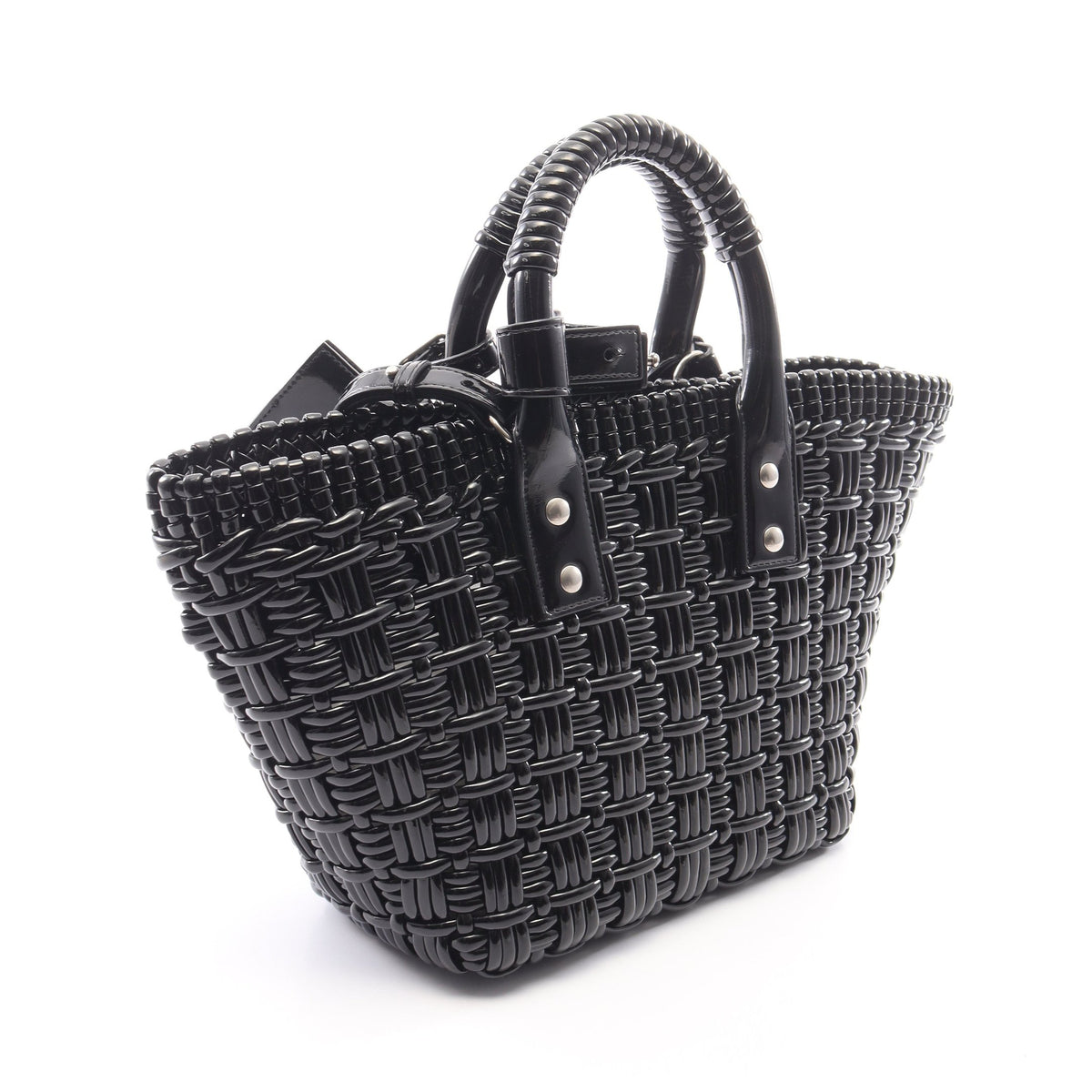 BISTRO XS ビストロ バスケットバッグ 2WAY ハンドバッグ トートバッグ エナメル ブラック バレンシアガ バッグ BALENCIAGA