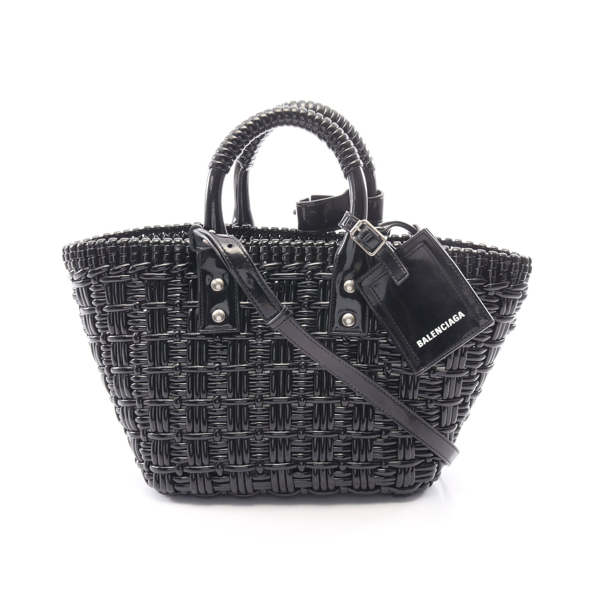 BISTRO XS ビストロ バスケットバッグ 2WAY ハンドバッグ トートバッグ エナメル ブラック バレンシアガ バッグ BALENCIAGA