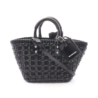 BISTRO XS ビストロ バスケットバッグ 2WAY ハンドバッグ トートバッグ エナメル ブラック バレンシアガ バッグ BALENCIAGA