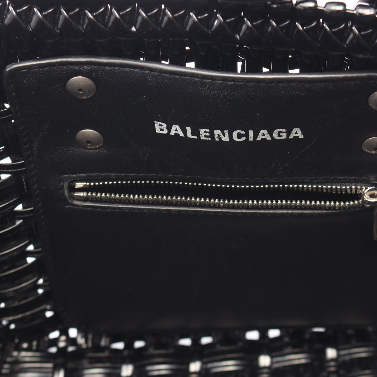 BISTRO XS ビストロ バスケットバッグ 2WAY ハンドバッグ トートバッグ エナメル ブラック バレンシアガ バッグ BALENCIAGA