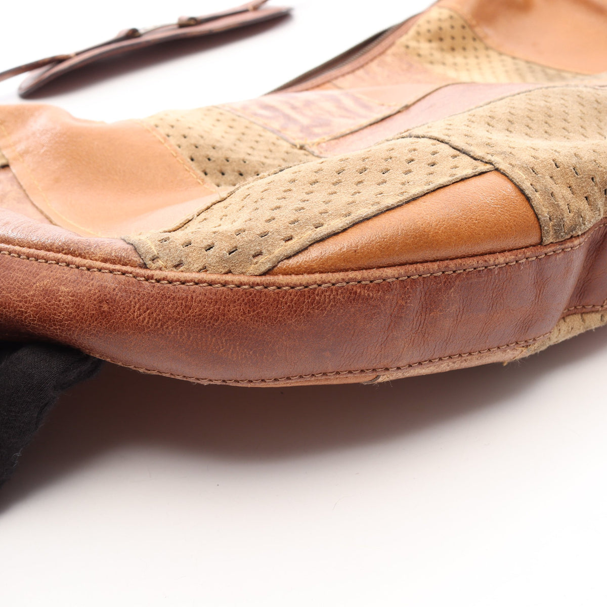 パッチワーク ワンショルダーバッグ レザー スエード ブラウン マルチカラー クリスチャンディオール バッグ Christian Dior