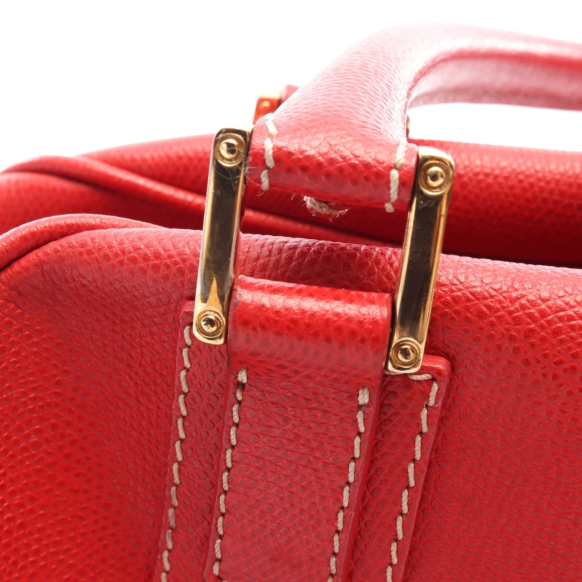 トラベラー ボーリング ハンドバッグ レザー レッド ロエベ バッグ LOEWE