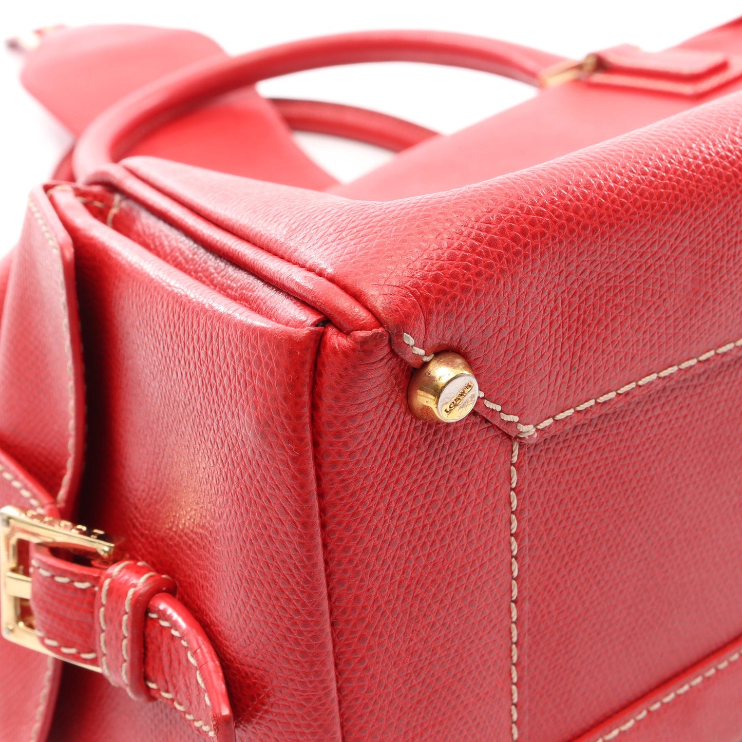トラベラー ボーリング ハンドバッグ レザー レッド ロエベ バッグ LOEWE