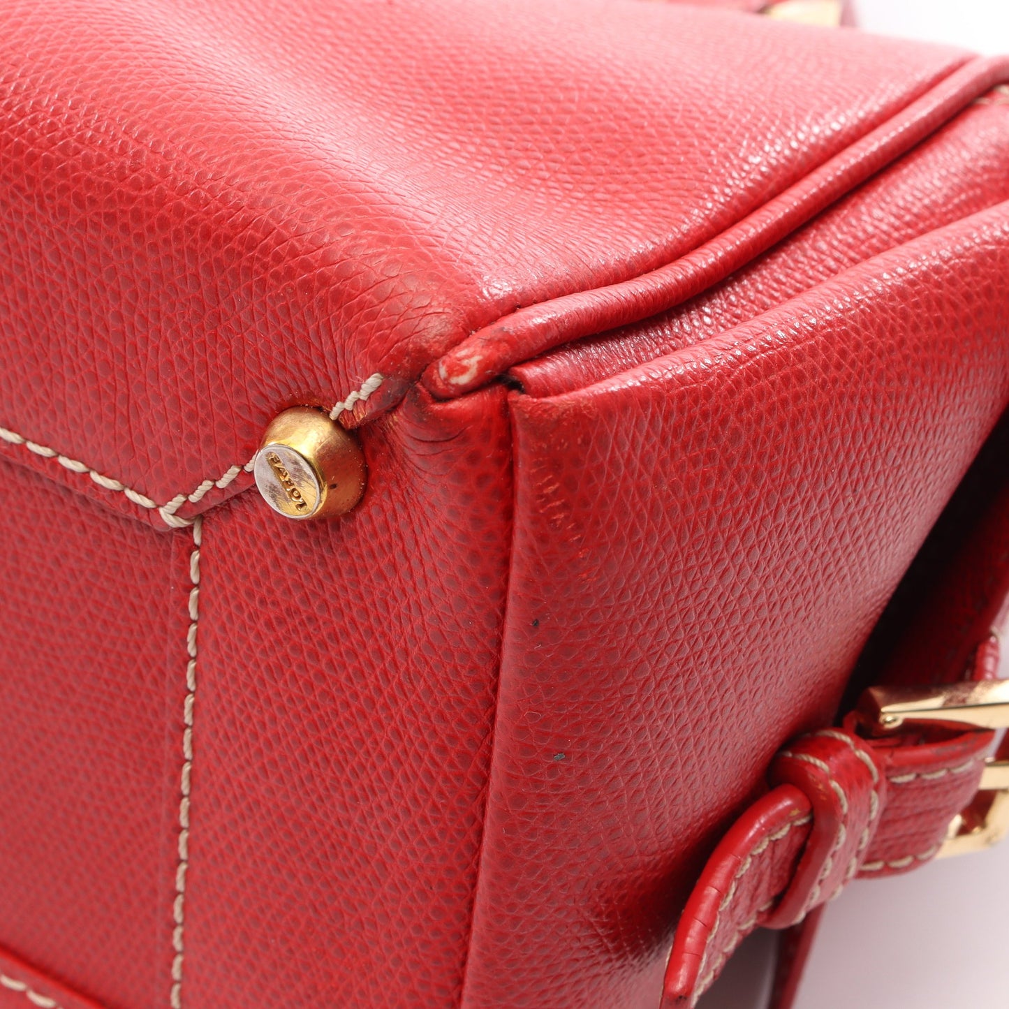 トラベラー ボーリング ハンドバッグ レザー レッド ロエベ バッグ LOEWE