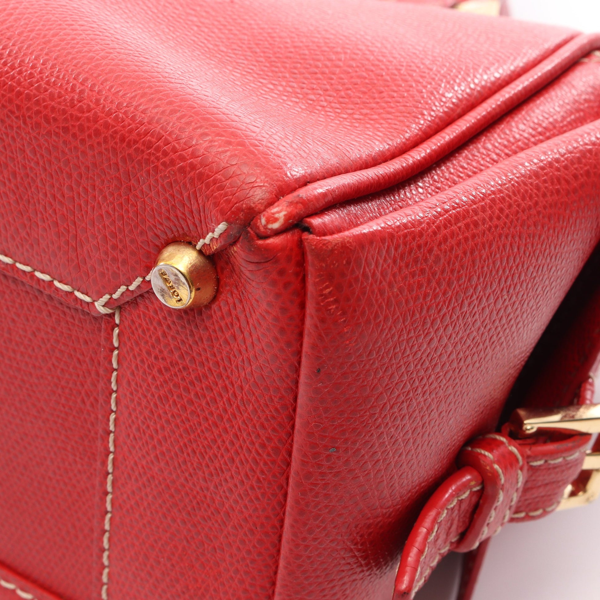 トラベラー ボーリング ハンドバッグ レザー レッド ロエベ バッグ LOEWE