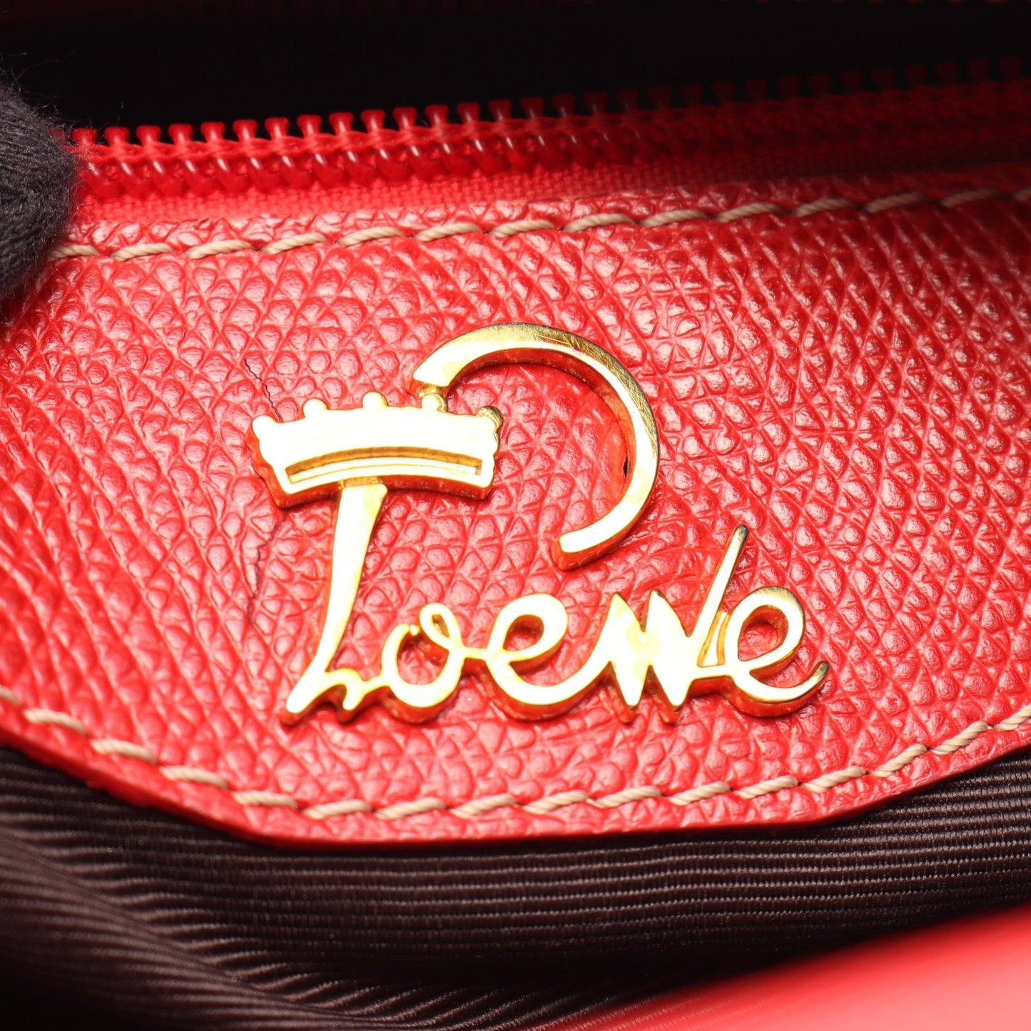 トラベラー ボーリング ハンドバッグ レザー レッド ロエベ バッグ LOEWE