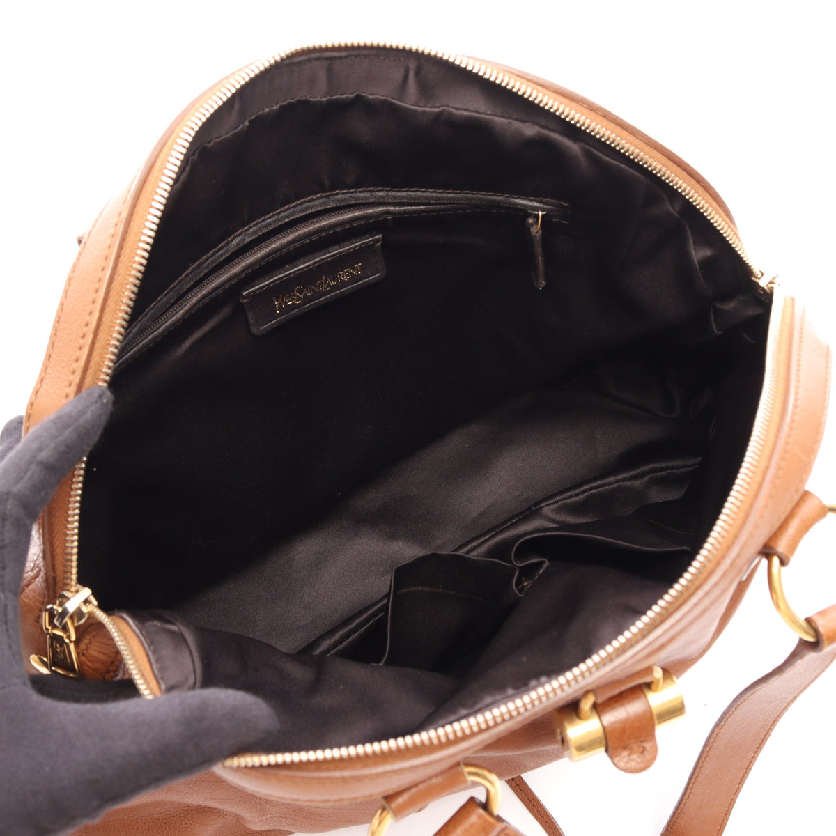 ミューズバッグ ハンドバッグ レザー ブラウン イヴサンローラン バッグ YVES SAINT LAURENT