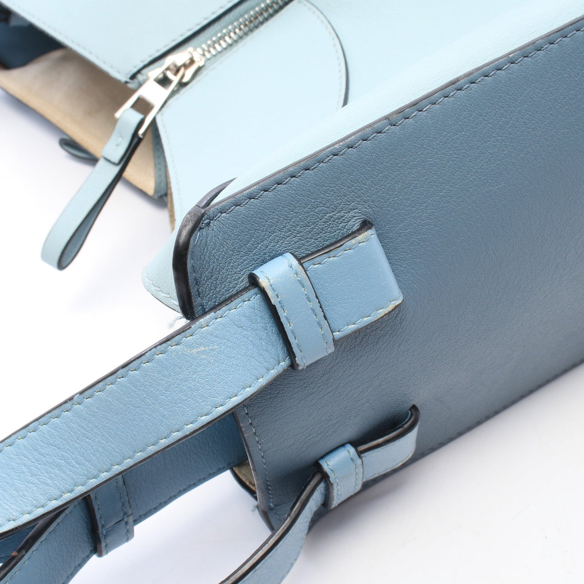 ハンモックバッグ スモール 2WAY ハンドバッグ レザー ライトブルー ブルーグレー ロエベ バッグ LOEWE
