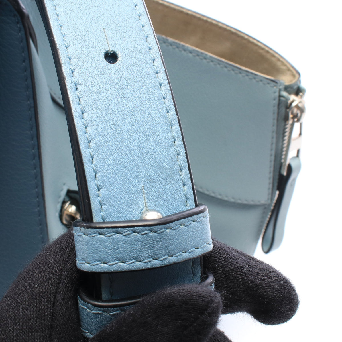 ハンモックバッグ スモール 2WAY ハンドバッグ レザー ライトブルー ブルーグレー ロエベ バッグ LOEWE