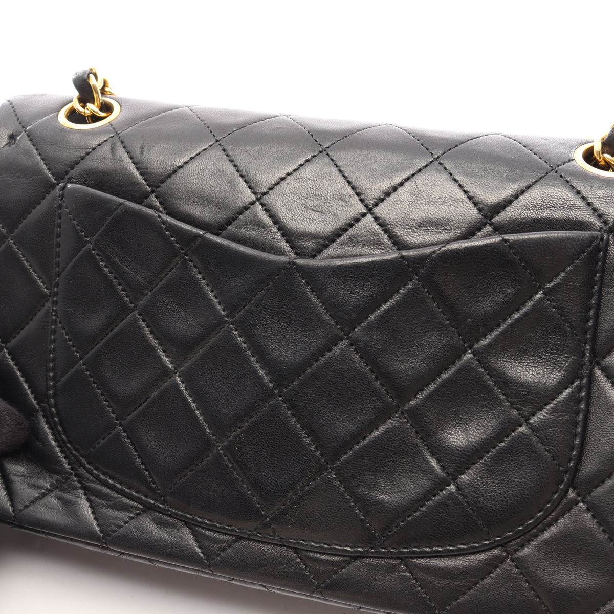 マトラッセ Wフラップ Wチェーンショルダーバッグ ラムスキン ブラック ゴールド金具 シャネル バッグ CHANEL