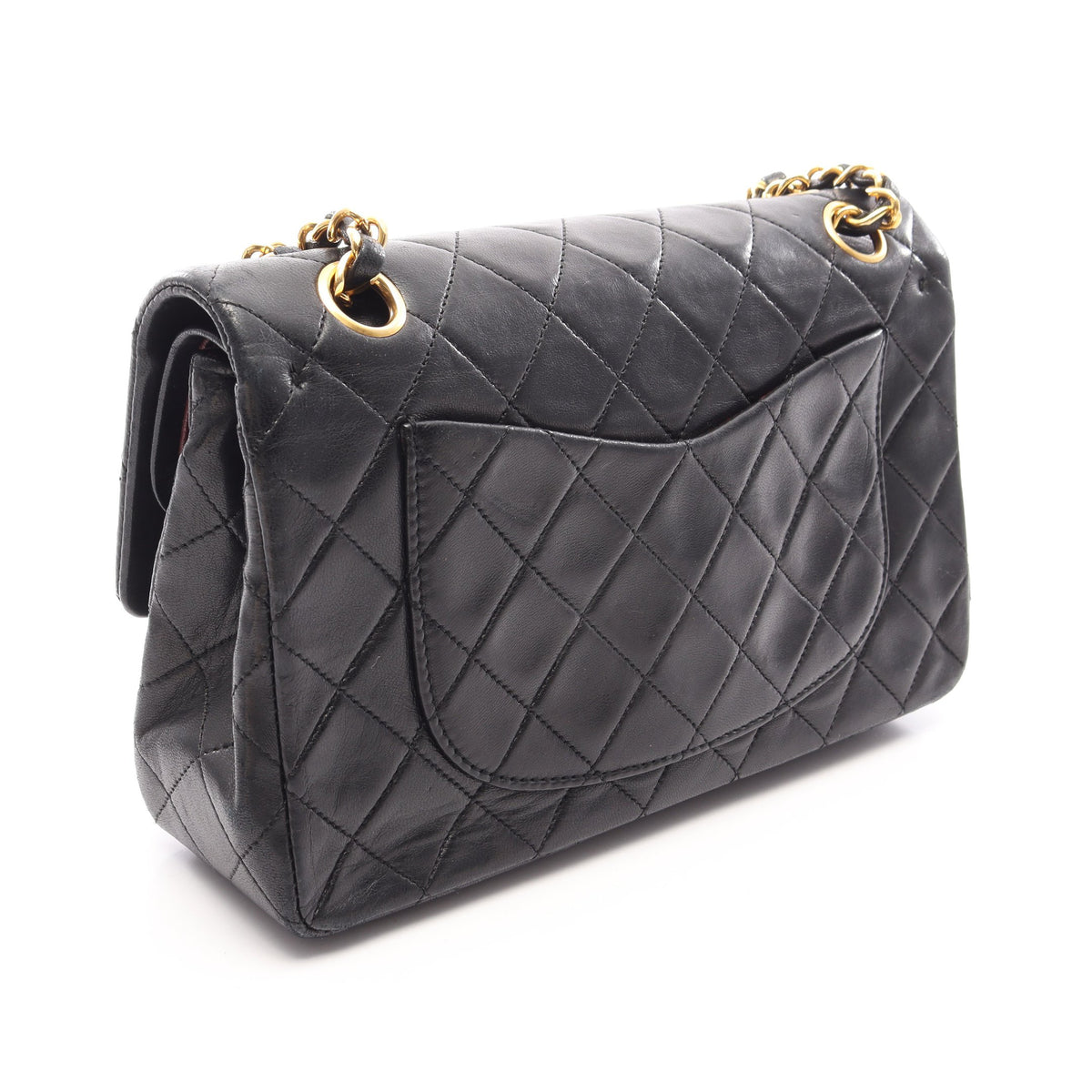 マトラッセ Wフラップ Wチェーンショルダーバッグ ラムスキン ブラック ゴールド金具 シャネル バッグ CHANEL