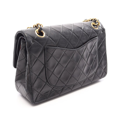 マトラッセ Wフラップ Wチェーンショルダーバッグ ラムスキン ブラック ゴールド金具 シャネル バッグ CHANEL