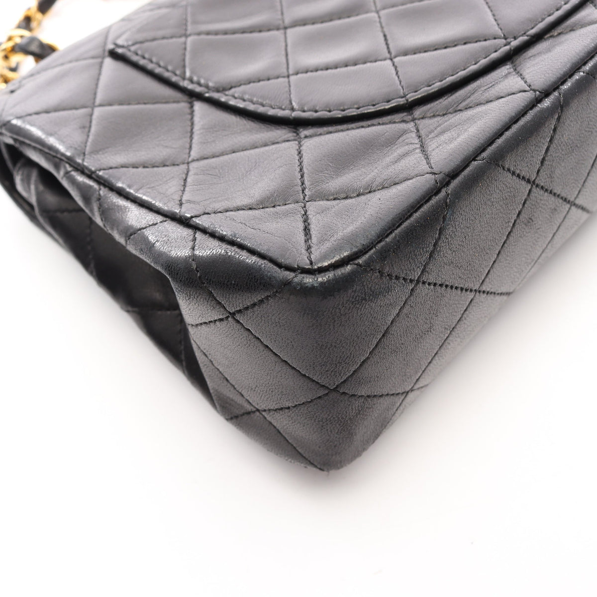 マトラッセ Wフラップ Wチェーンショルダーバッグ ラムスキン ブラック ゴールド金具 シャネル バッグ CHANEL