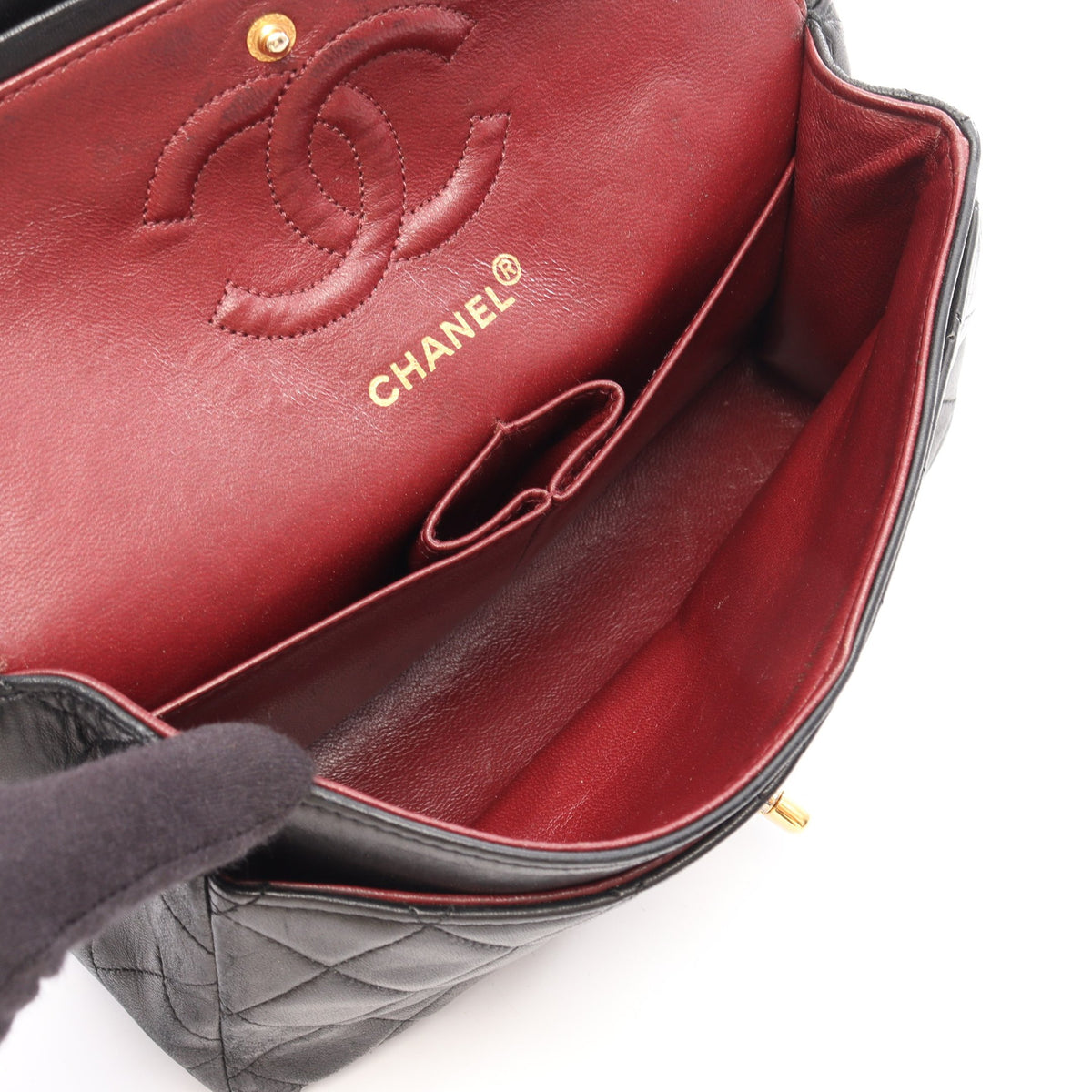 マトラッセ Wフラップ Wチェーンショルダーバッグ ラムスキン ブラック ゴールド金具 シャネル バッグ CHANEL