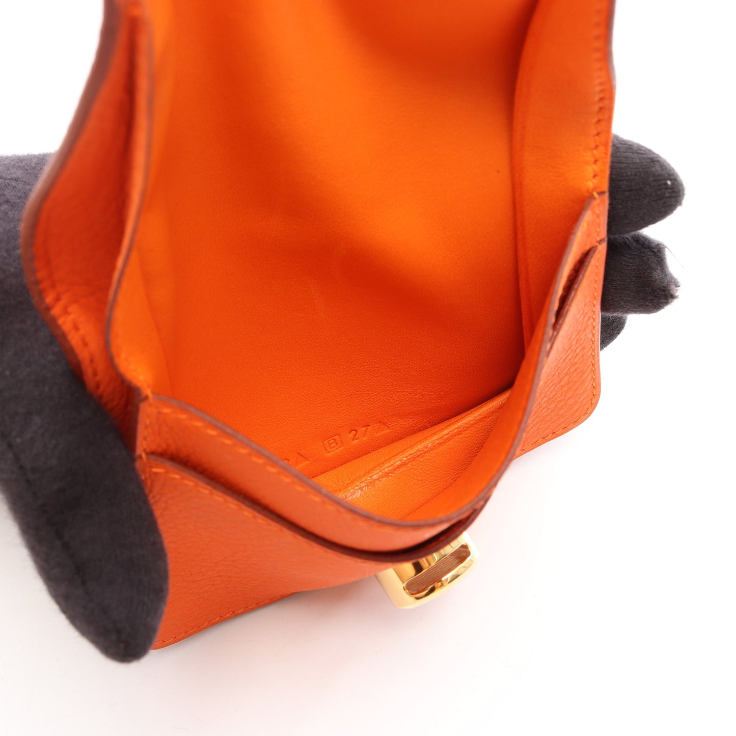 ドゴン カードケース 名刺入れ トリヨンクレマンス オレンジ ゴールド金具 □B刻印 エルメス 財布・小物 HERMES