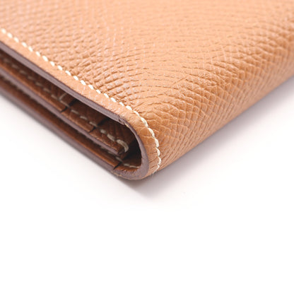 ベアンスフレ ゴールド 二つ折り長財布 ヴォーエプソン ブラウン ゴールド金具 A刻印 エルメス 財布・小物 HERMES