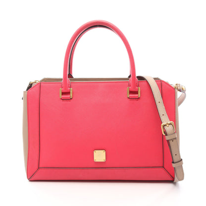 2WAY ハンドバッグ レザー ピンク グレーベージュ エムシーエム バッグ MCM