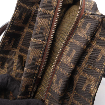 ズッカ 2WAY ハンドバッグ キャンバス レザー ブラウン ダークブラウン フェンディ バッグ FENDI