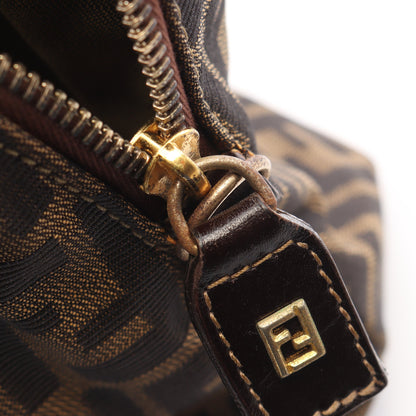 ズッカ 2WAY ハンドバッグ キャンバス レザー ブラウン ダークブラウン フェンディ バッグ FENDI