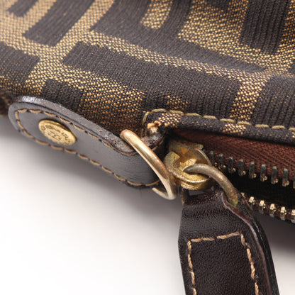 ズッカ 2WAY ハンドバッグ キャンバス レザー ブラウン ダークブラウン フェンディ バッグ FENDI