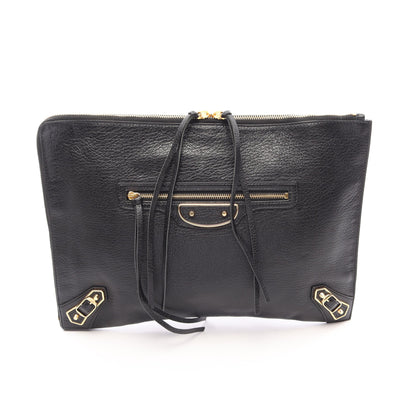 クラシック メタリック エッジ クラッチバッグ レザー ブラック バレンシアガ バッグ BALENCIAGA