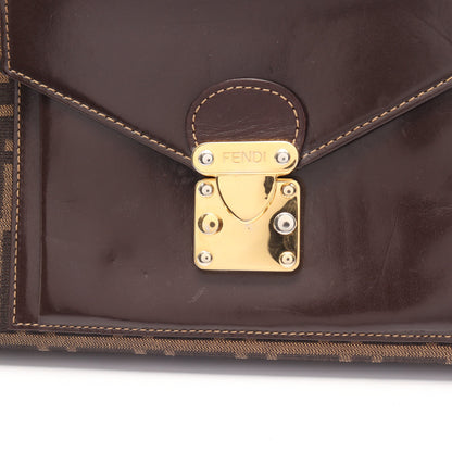ズッカ 2WAY ハンドバッグ トートバッグ キャンバス レザー ブラウン ブラック フェンディ バッグ FENDI