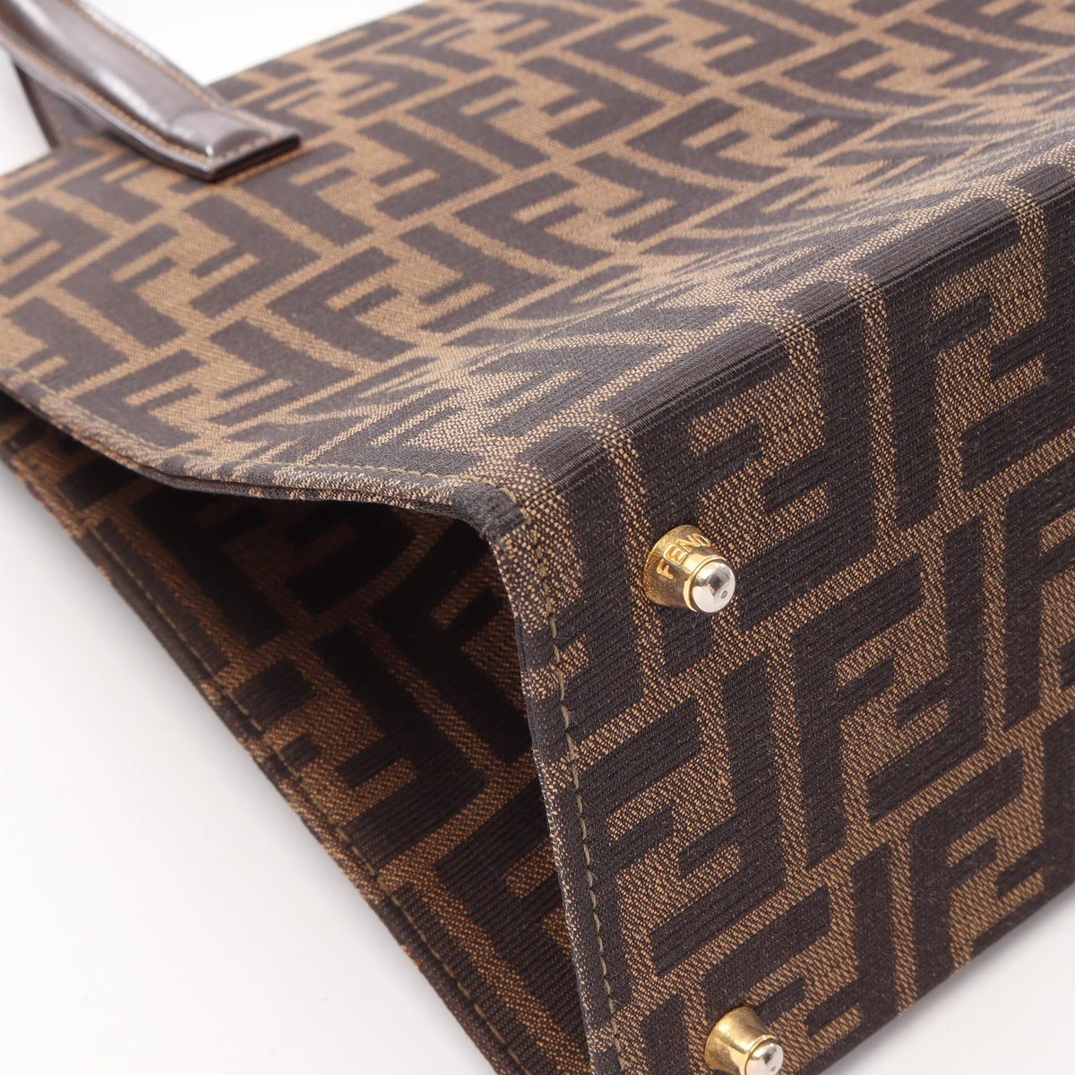 ズッカ 2WAY ハンドバッグ トートバッグ キャンバス レザー ブラウン ブラック フェンディ バッグ FENDI
