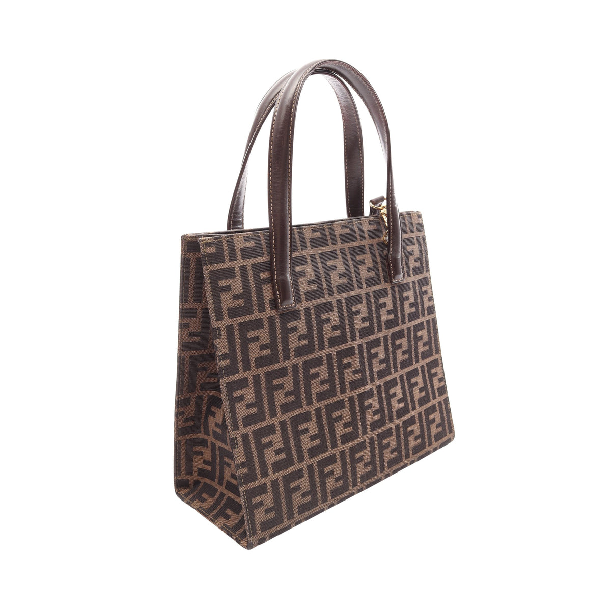 ズッカ 2WAY ハンドバッグ トートバッグ キャンバス レザー ブラウン ブラック フェンディ バッグ FENDI