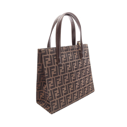 ズッカ 2WAY ハンドバッグ トートバッグ キャンバス レザー ブラウン ブラック フェンディ バッグ FENDI